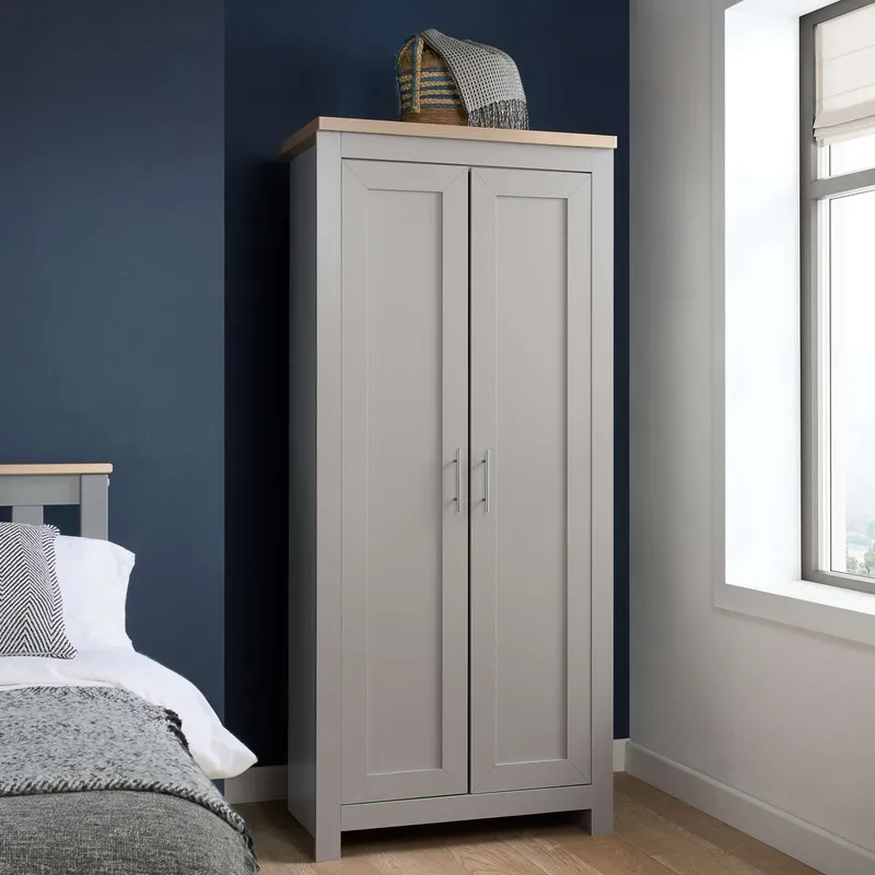 Birlea Unisex Highgate 2 Door Wardrobe Navy Blue & Oak in Grey Grey female