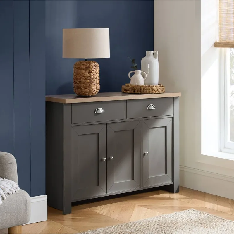 Birlea Highgate 3 Door 2 Drawer Sideboard in Dark Grey Size: Large Dark Grey Large