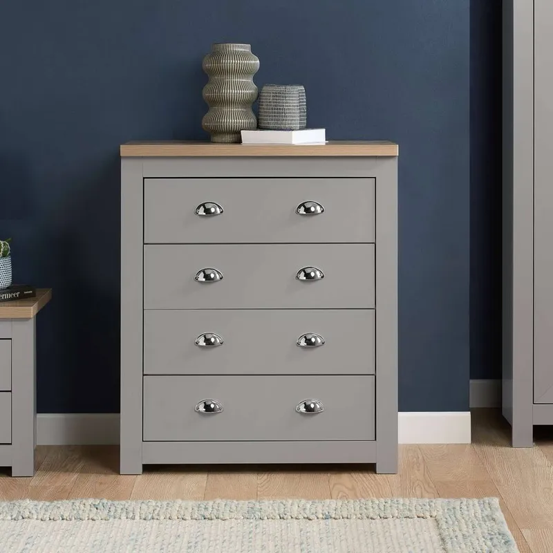 Birlea Highgate 4 Drawer Chest Grey & Oak Grey