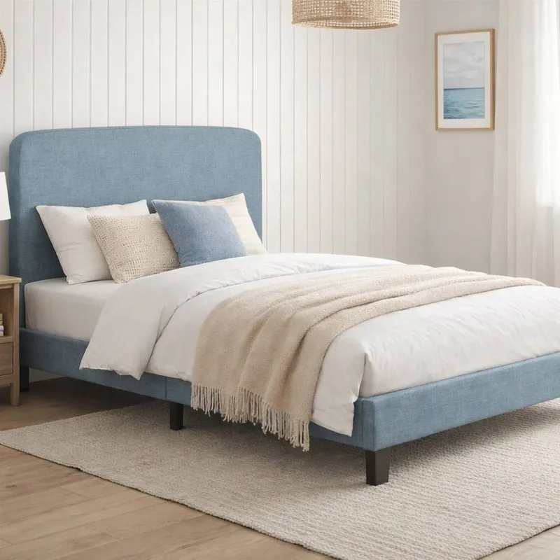 Birlea Jacob French Blue Fabric Bed Frame Size: King Blue King