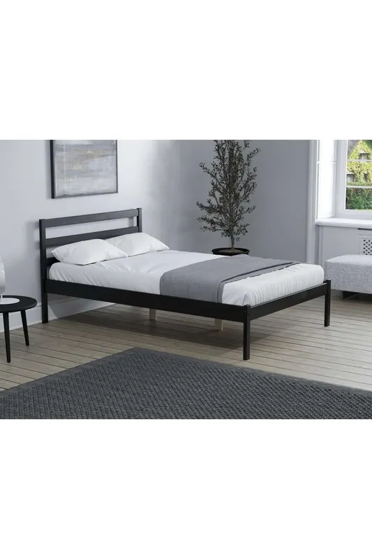 Birlea Luka Wooden Brown Bed Frame in Black Size: Double Black Double