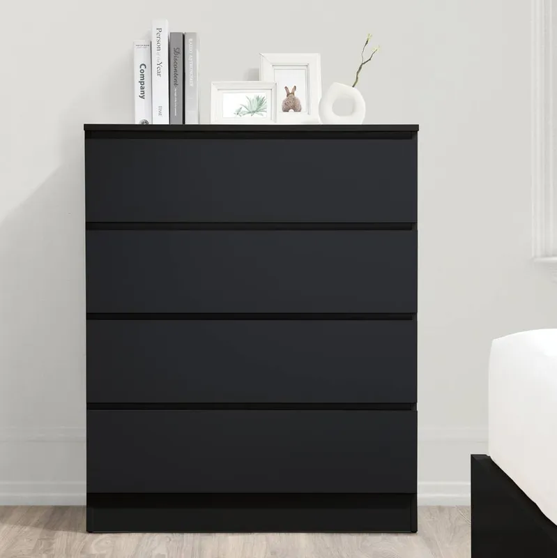 Birlea Oslo 4 Drawer Chest White in Black Black