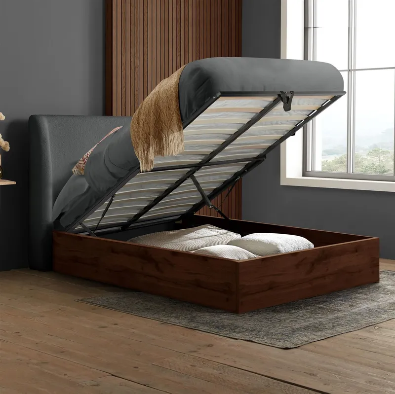 Birlea Ottoman Bed Frame Wooden Halfden in Grey Size: King Grey King