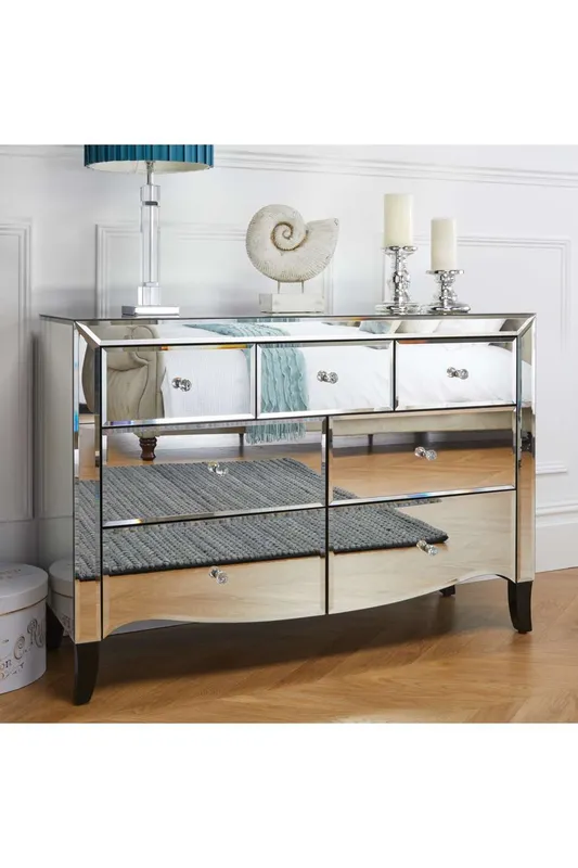 Birlea Palermo 3 Over 4 Chest Mirrored in Silver Silver