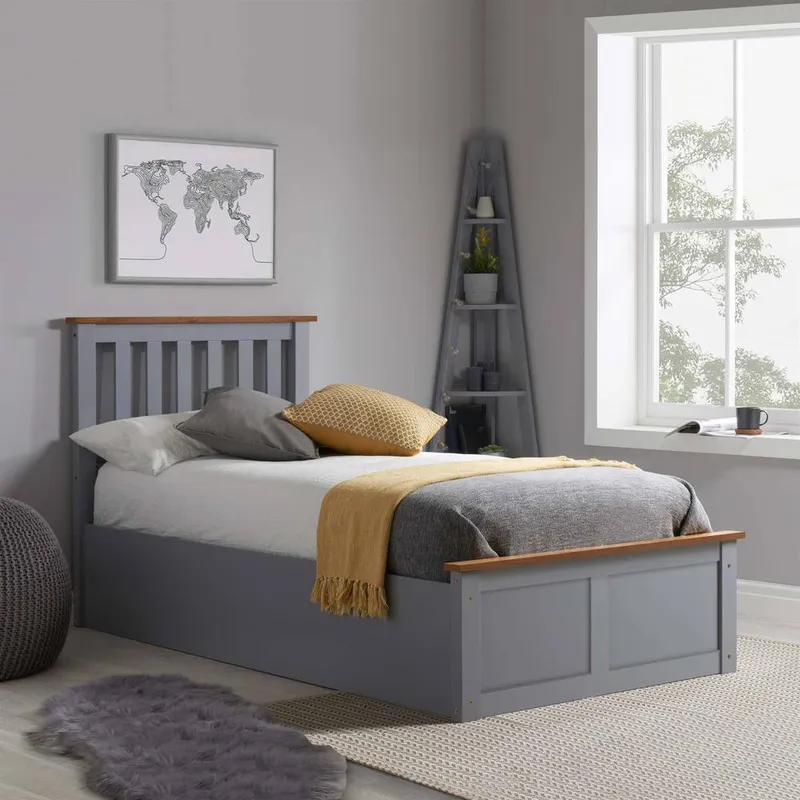 Birlea Phoenix Ottoman Storage Bed Frame in Grey Size: Single Grey Single