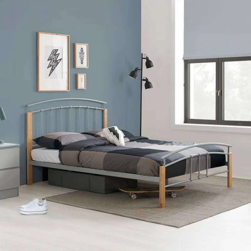 Birlea Unisex Tetras Bed in Silver Size: King Silver female
