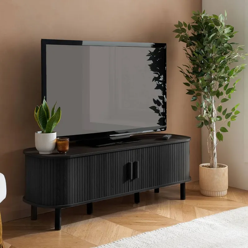Birlea Unisex Axel Fluted Small TV Unit in Black Black female