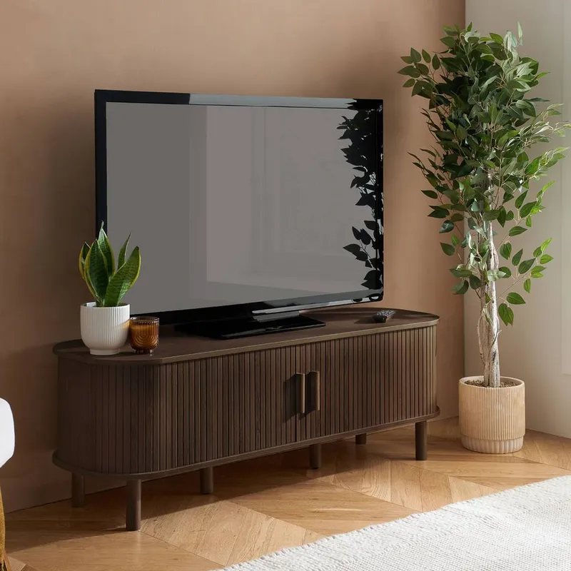 Birlea Axel Fluted Small TV Unit in Dark Brown Dark Brown Small