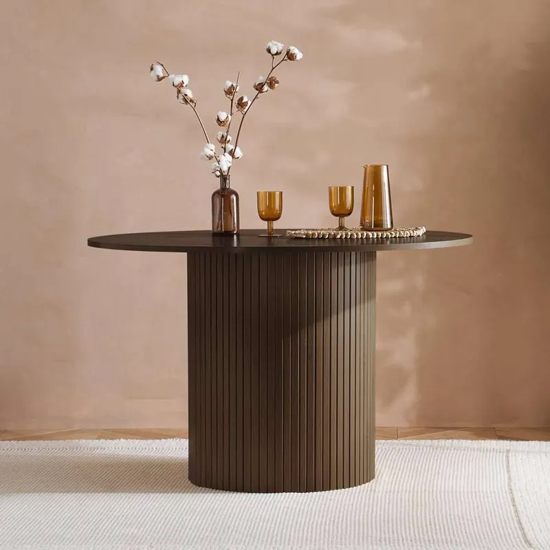 Birlea Unisex Axel Round Fluted Dining Table in Brown Brown female