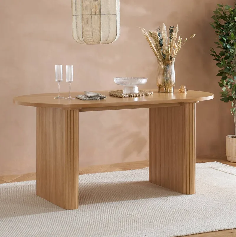 Birlea Unisex Brown Oval Fluted Dining Table Axel Brown female