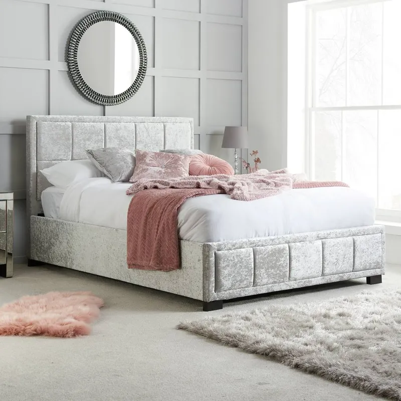 Birlea Unisex Hannover Bed in Metallic Silver Size: Small Double Metallic Silver female