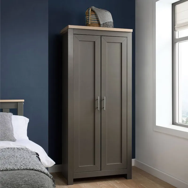 Birlea Highgate 2 Door Wardrobe in Dark Grey Size: Large Dark Grey Large