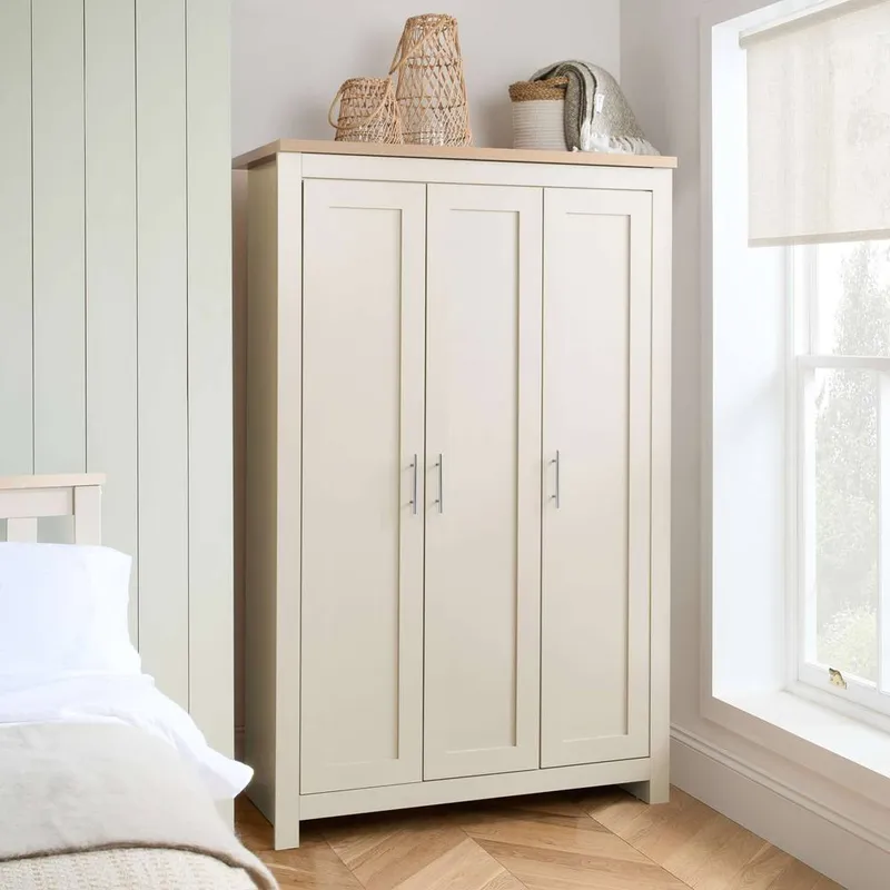Birlea Unisex Highgate 3 Door Wardrobe Cream & Oak Cream female