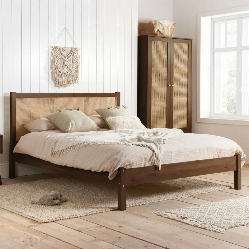 Birlea Unisex King Size Rattan Bed Frame Walnut Croxley 5FT King 150cm in Brown Brown female