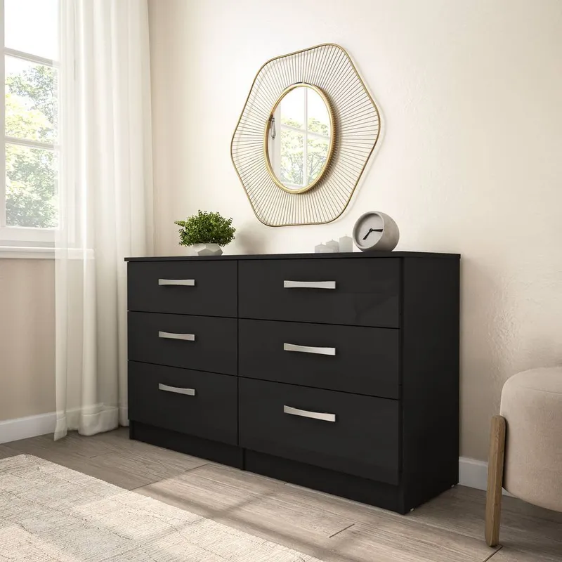 Birlea Unisex Lynx 6 Drawer Chest in Black Black female