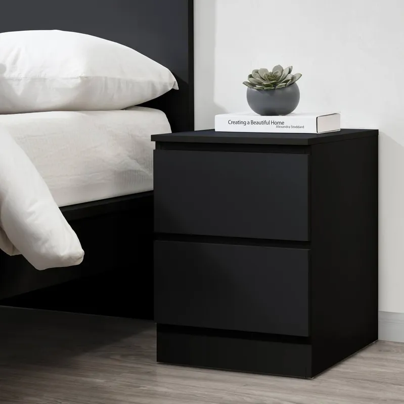 Birlea Oslo 2 Drawer Bedside Grey in Black Black
