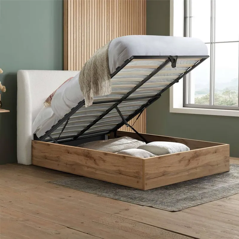 Birlea Unisex Ottoman Bed Frame Wooden Halfden in White Size: Double White female