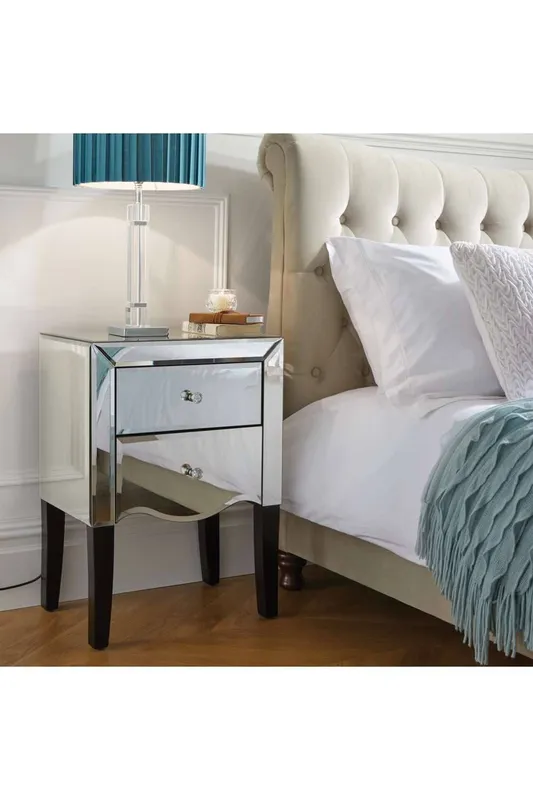 Birlea Unisex Palermo 2 Drawer Bedside Mirrored in Silver Silver One Size female