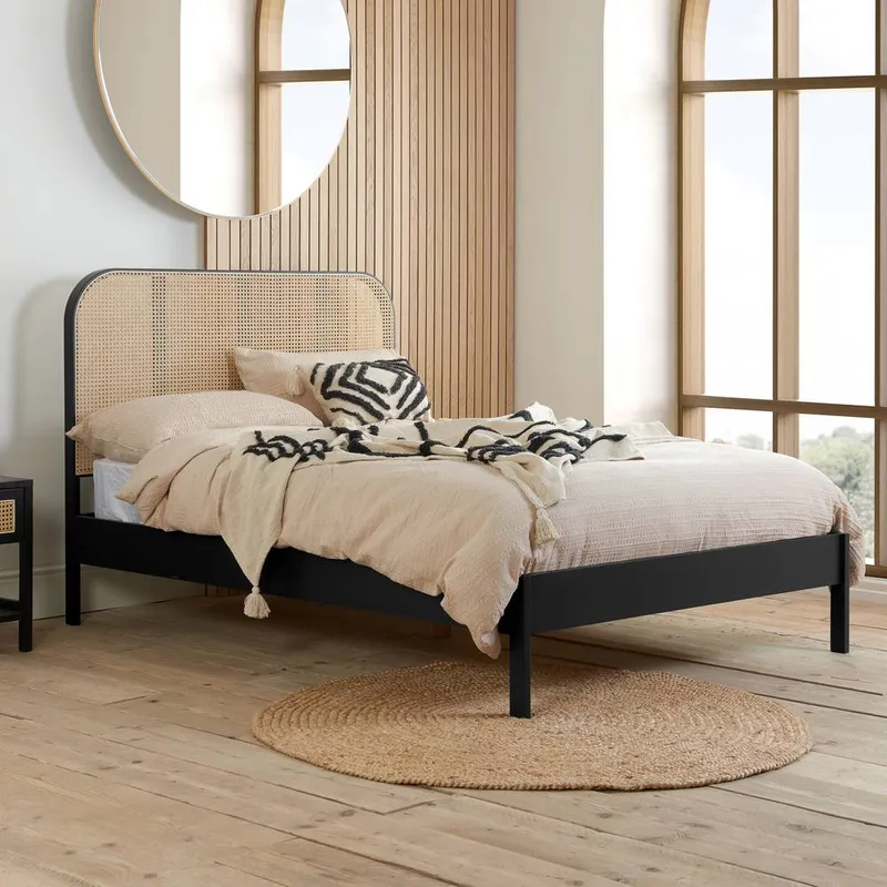 Birlea Rattan Bed Frame Margot Bedstead in Black Size: Double - Black