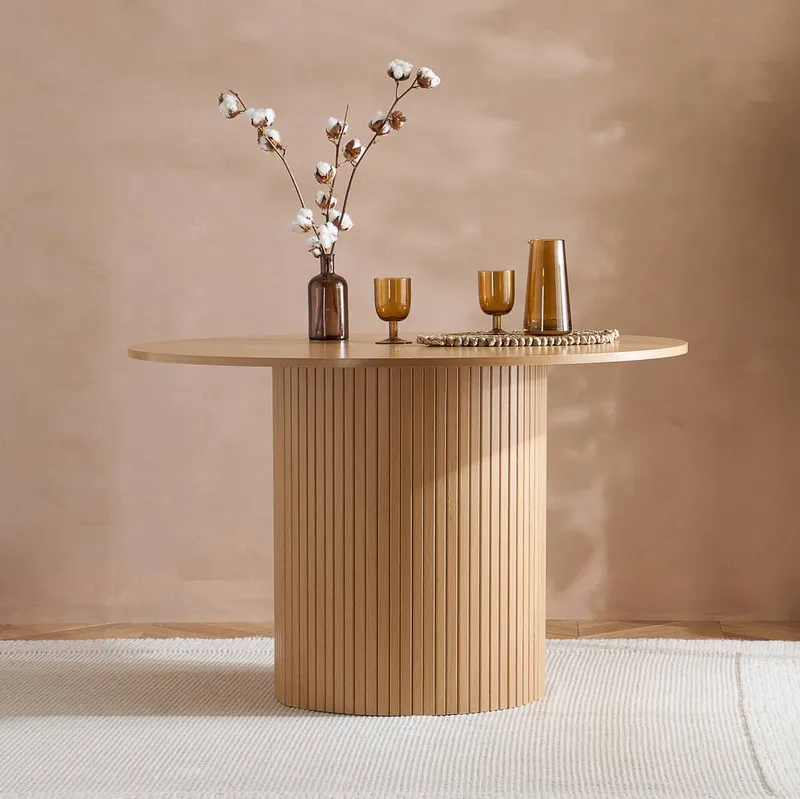 Birlea Round Fluted Dining Table Axel in Brown Brown