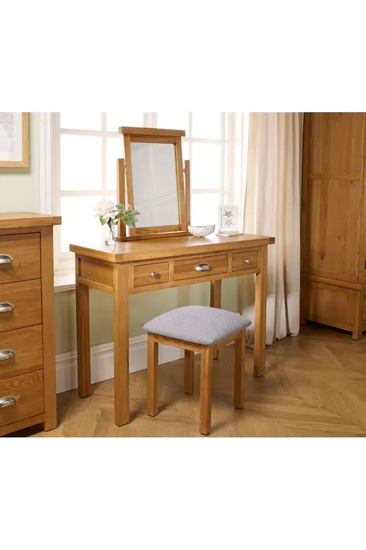 Birlea Woburn 3 Drawer Dressing Table Oak in Light Oak Light Oak