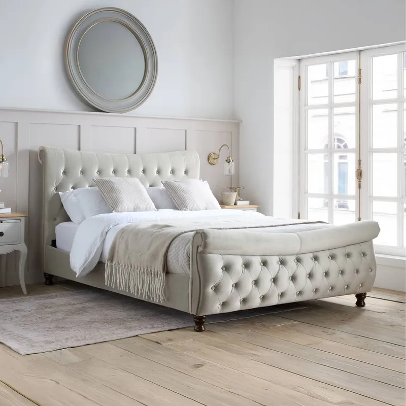 Birlea Copenhagen Upholstered Fabric Bed in Cream Size: Super King Cream Super King