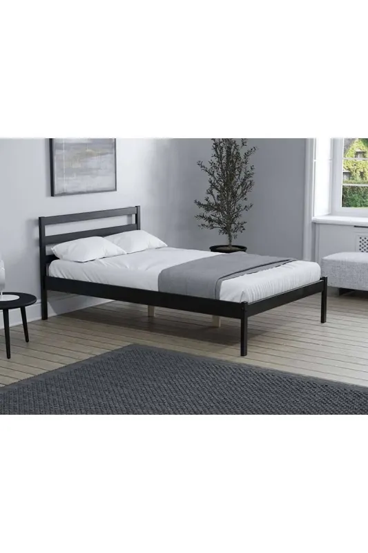 Birlea Luka Wooden Brown Bed Frame in Black Size: Small Double Black Small Double