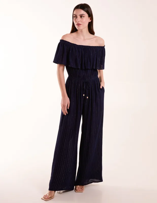 Blue Vanilla Bardot Jumpsuit - S / Blue - female