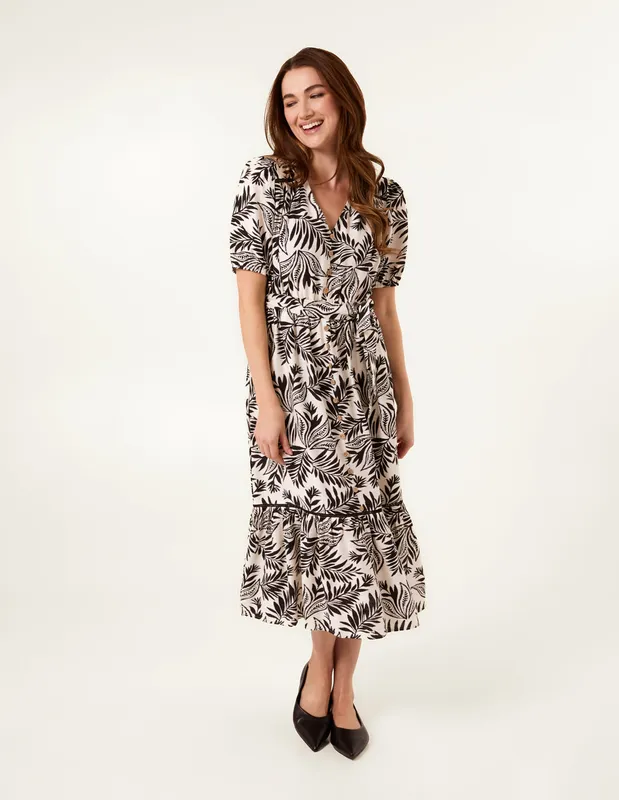 Blue Vanilla Coconut Button Front Midi Shirt Dress - XL / Black - female