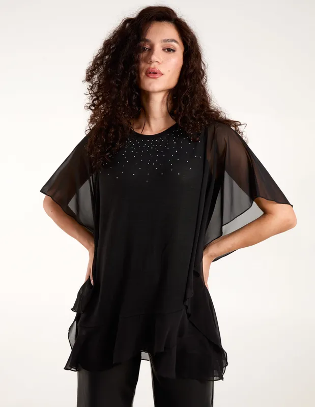 Blue Vanilla Diamante Tunic - S/M / Black - female