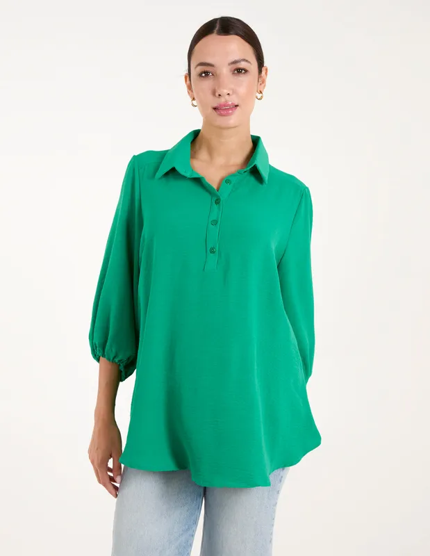 Blue Vanilla Front Button Shirt - S/M / Green - female