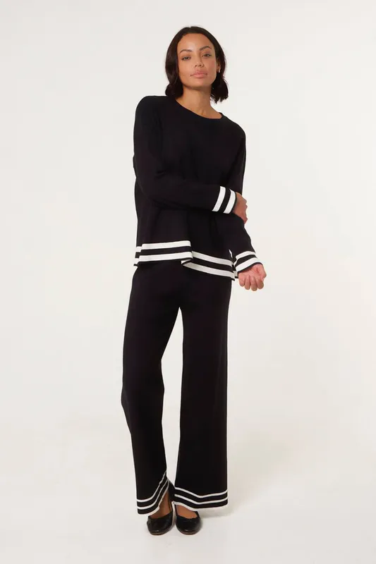 Blue Vanilla Women's Black Contrast Colour Co- Ord Set Size: 14-16 - Black