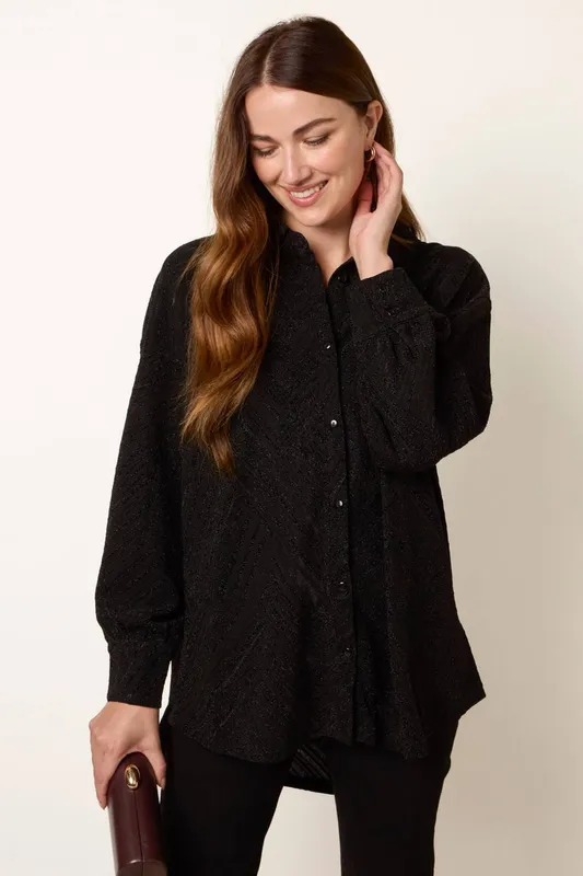 Blue Vanilla Women's Black Lurex Shirt Size: Large - Black - Size: L