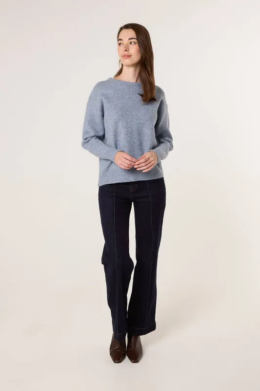 Blue Vanilla Women's Blue Round Neck Jumper Size: S/M Blue S/M