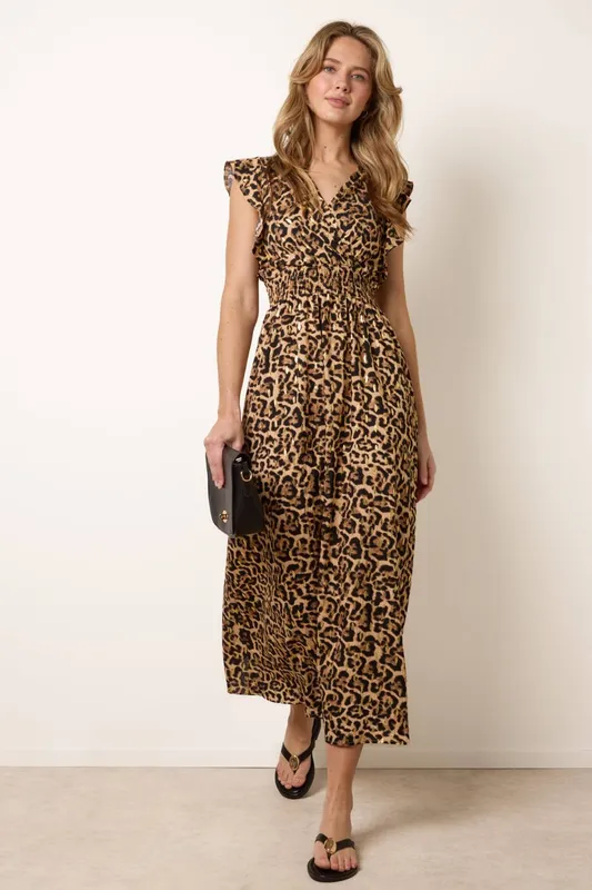 Blue Vanilla Women's Brown Leopard Print Dress Size: XL - Brown - Size: XL