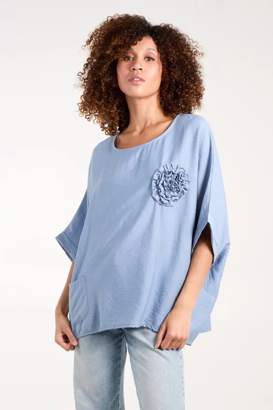 Blue Vanilla Women's Corsage Top in Blue - Blue