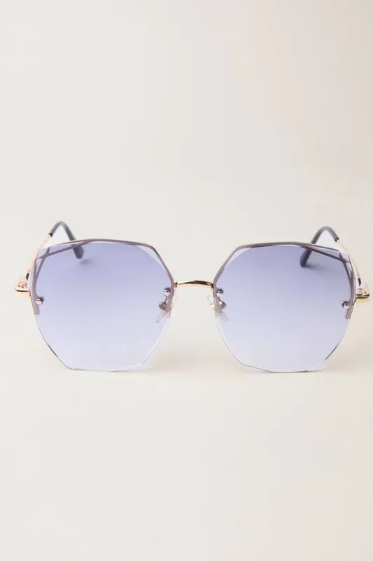 Blue Vanilla Women's Frameless Purple Lens Sunglasses Bag - Purple