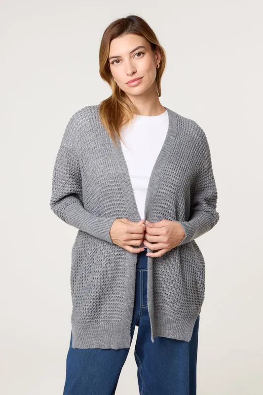 Blue Vanilla Women's Grey Textured Cardigan Sweater - Grey