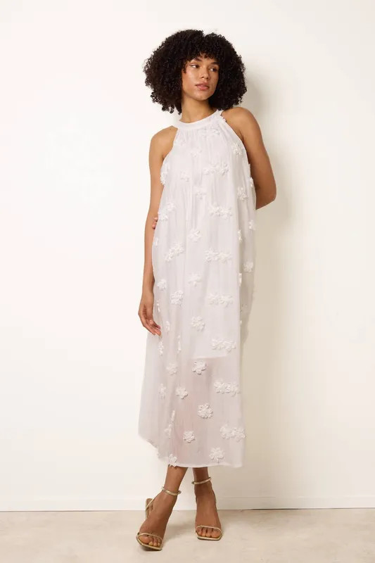 Blue Vanilla Women's Ivory 3D Floral Dress Size: S/M Ivory S/M