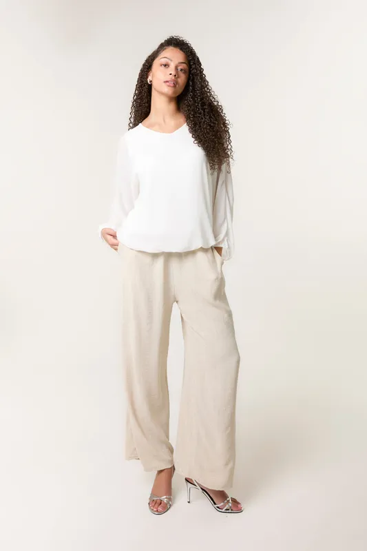 Blue Vanilla Women's Stone Sparkle Wide Leg Trousers Size: Large/XL Stone L/XL