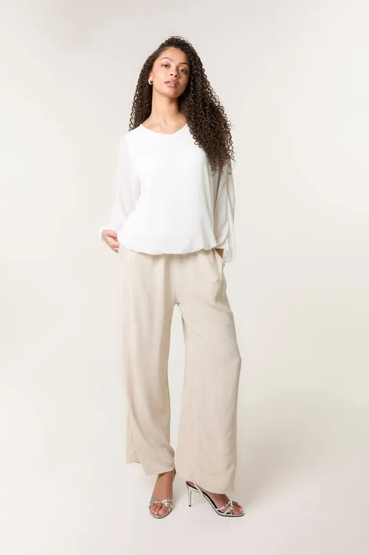 Blue Vanilla Women's Stone Sparkle Wide Leg Trousers Size: Small/Medium - Stone