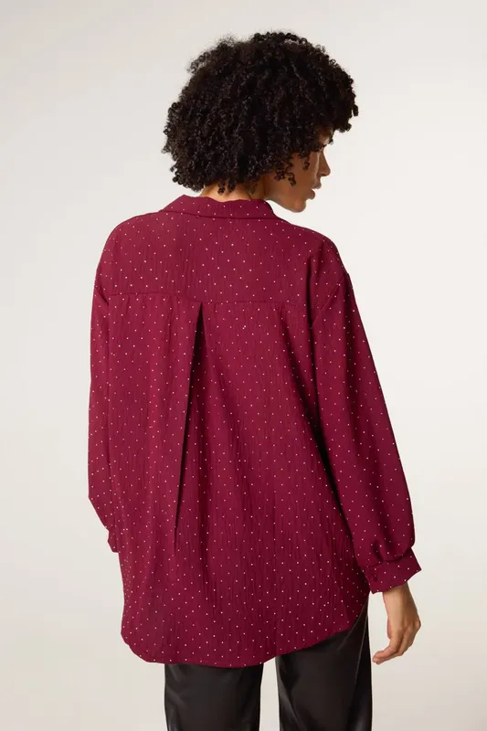 Blue Vanilla Women's Wine Diamante Shirt Wine female