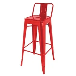 Bolero Bistro Steel High Stool With Backrest Red (4 pack)