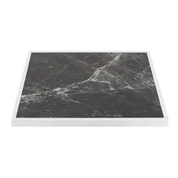 Bolero Dark Granite Effect Outdoor Glass Table Top White Trim 700mm