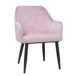 Bolero Lia Velvet Effect Chairs Dusty Pink (2 Pack)