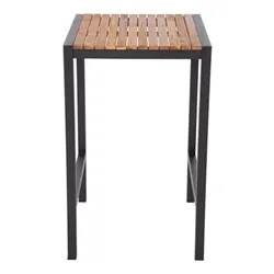 Bolero Square Steel and Acacia Bar Table 600mm