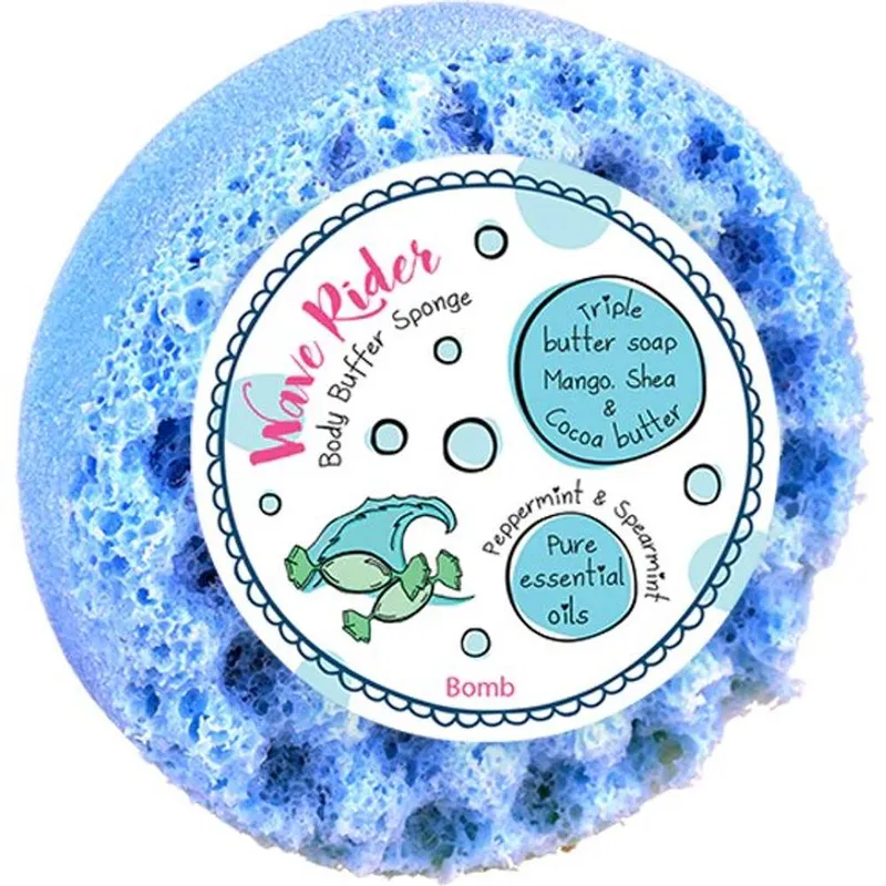 Bomb Cosmetics Body Buffer Soap Shower Sponge Wave Rider in Blue - Blue