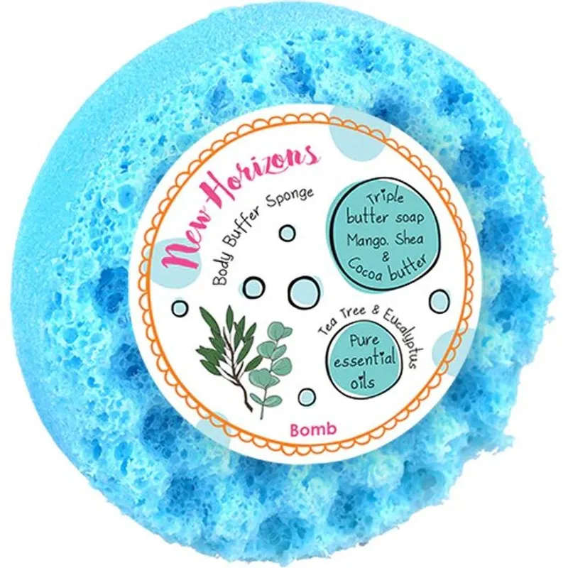 Bomb Cosmetics Body Buffer Soap Shower Sponge New Horizons in Blue - Blue