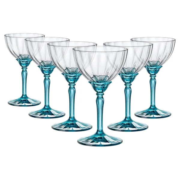 Bormioli Rocco 240ml Blue Florian Champagne Saucers - Pack of Six