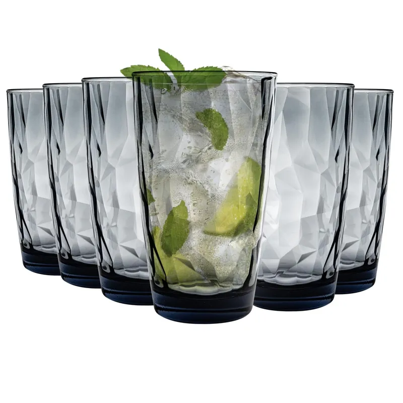 Bormioli Rocco Diamond Highball Glasses - 470ml - Pack of 6 in Blue Blue